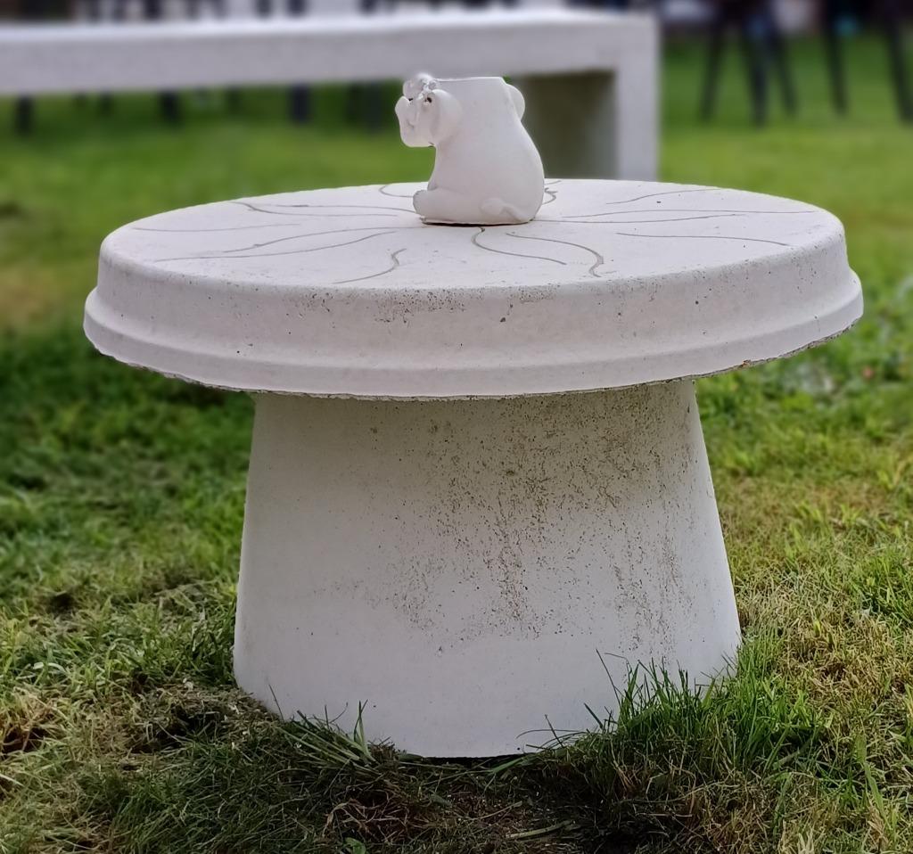 Tuintafeltje in wit beton uit 2 stukken, Tuin en Terras, Ophalen, Nieuw, Rond, Overige materialen