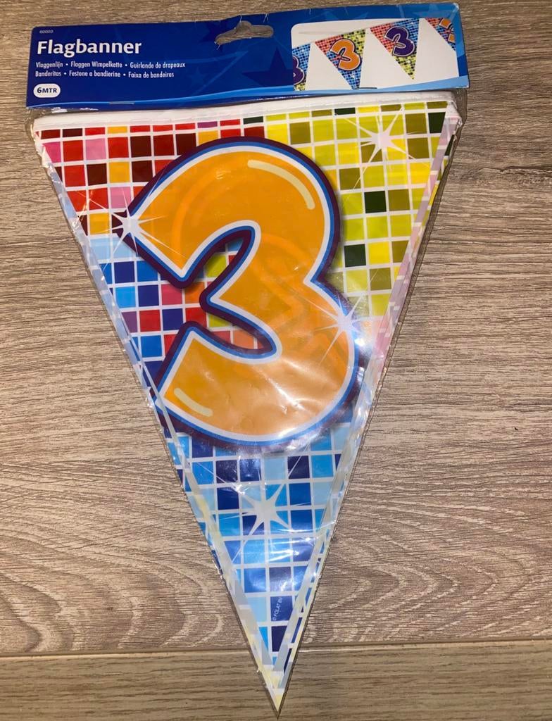 Drapeaux d'anniversaire pour enfants de 3 ans, Hobby & Loisirs créatifs, Articles de fête, Enlèvement ou Envoi, Neuf, Décoration