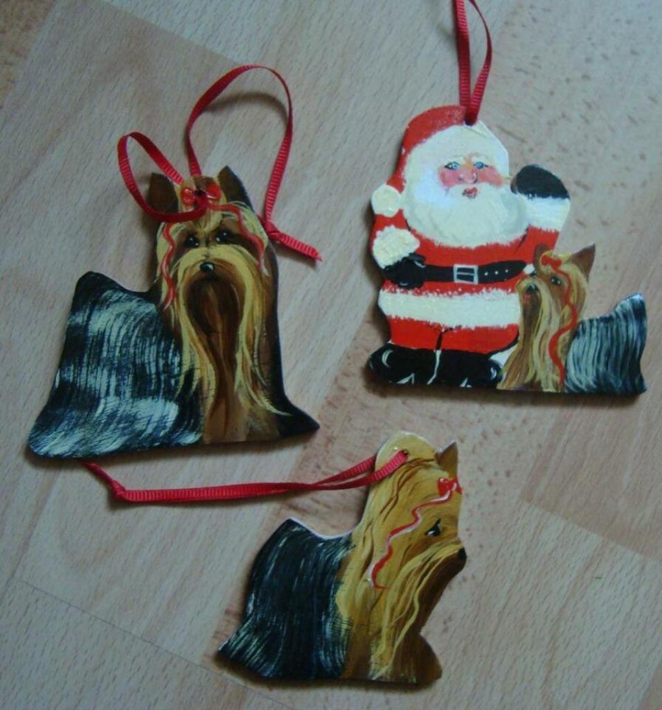 XMAS - 3 Yorkshire Terrier 10.- hangers, Ophalen of Verzenden, Zo goed als nieuw, Hond of Kat, Gewei of Kop