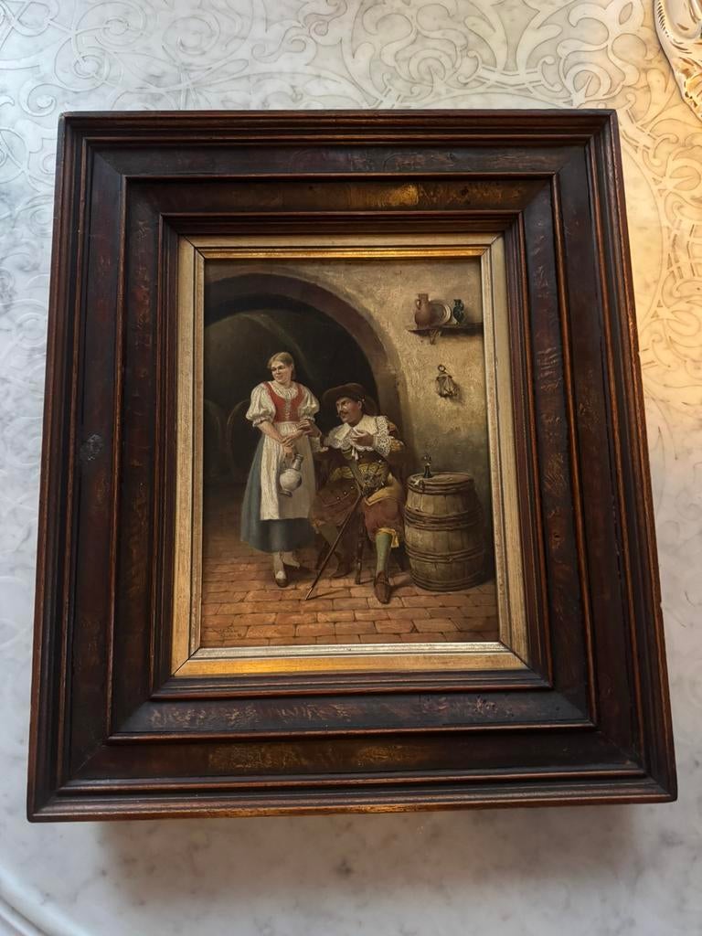 Schilderij duitse schilder  Gotthilf Fischer München  1893, Ophalen