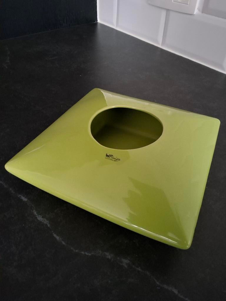 Vase carré vert de WP design, Moins de 50 cm, Enlèvement ou Envoi, Poterie ou Porcelaine, Comme neuf