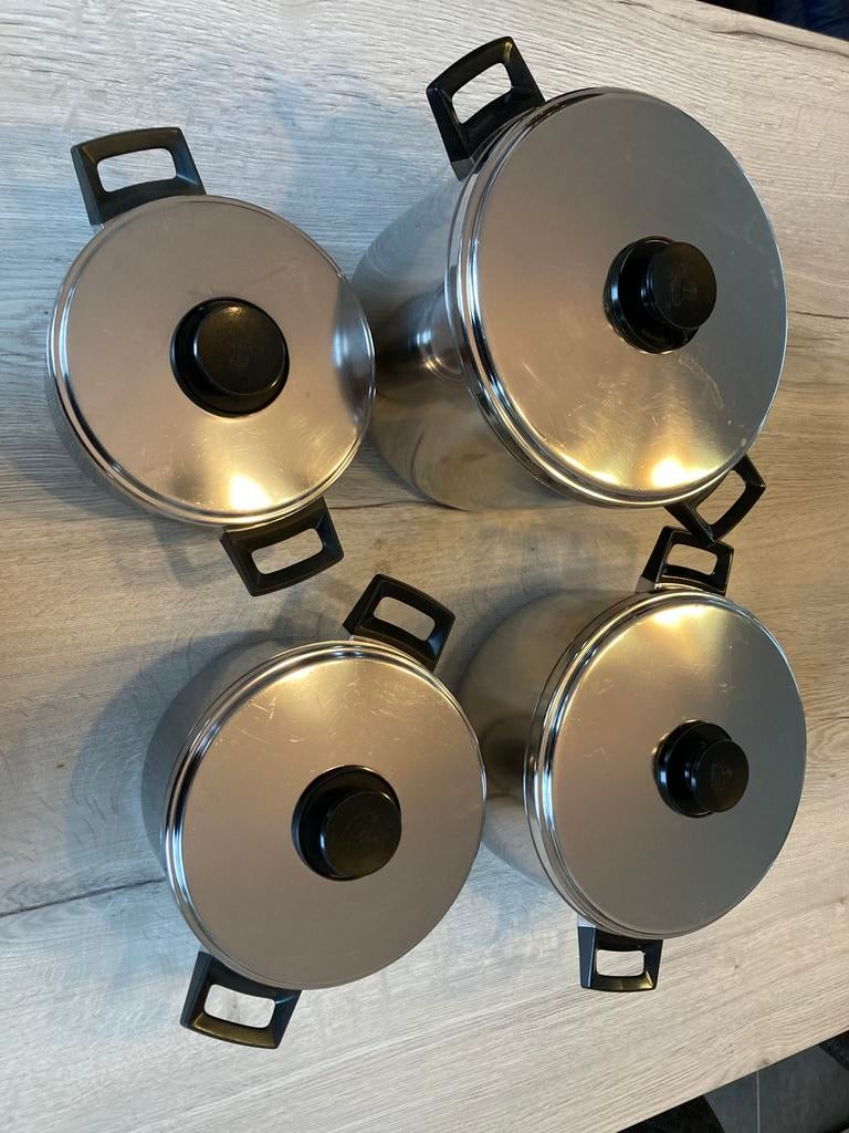 Marmites Demeyere Silvinox - qualité supérieure - 4 pièces, Inox, Plaque céramique, Utilisé, Casserole, Bidon ou Boîte