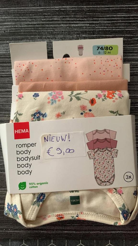 NIEUW! 3 body’s 74/80, Enlèvement, Neuf, Hema, Fille