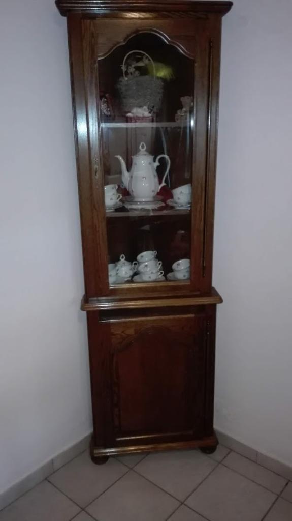 Eiken hoekkast als nieuw!, Ophalen, Glas, 50 tot 100 cm, Zo goed als nieuw