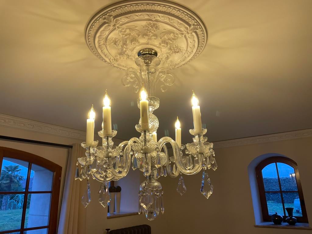 Kristallen luster 8 lichtpunten, Ophalen, Gebruikt