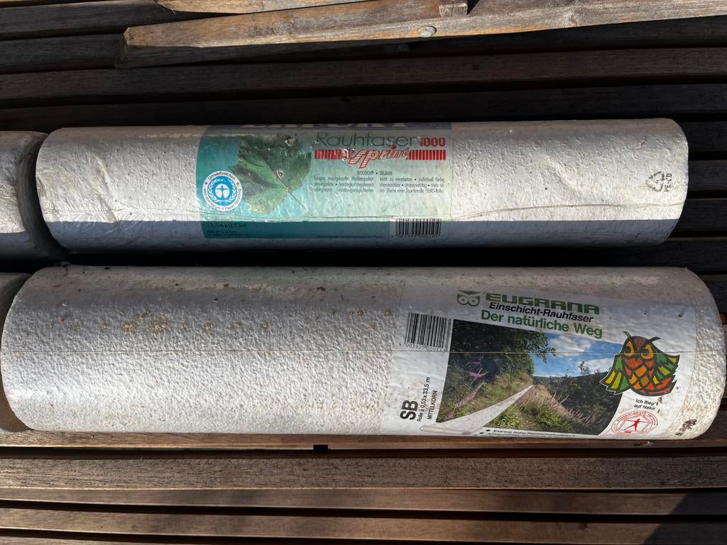 Wit rijstkleurig structuurbehang 33,5 m x 53 cm, Maison & Meubles, Ameublement | Papier peint, Enlèvement, Blanc