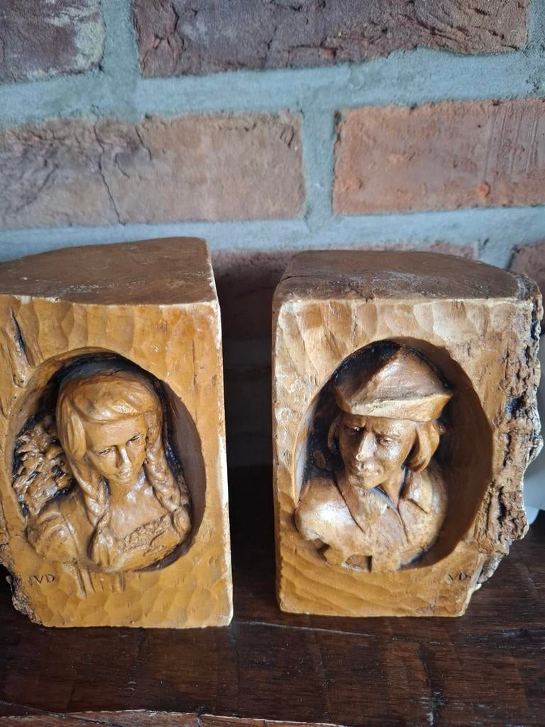 Vintage houten boekensteunen, Ophalen