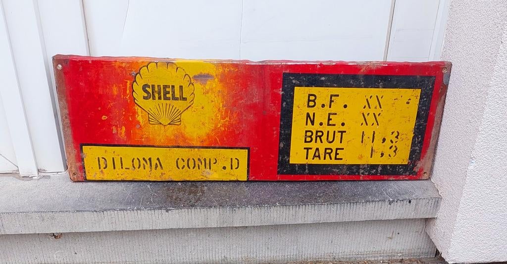 Shell tôle ferroviaire..., Collections, Marques & Objets publicitaires, Enlèvement ou Envoi, Utilisé, Panneau publicitaire