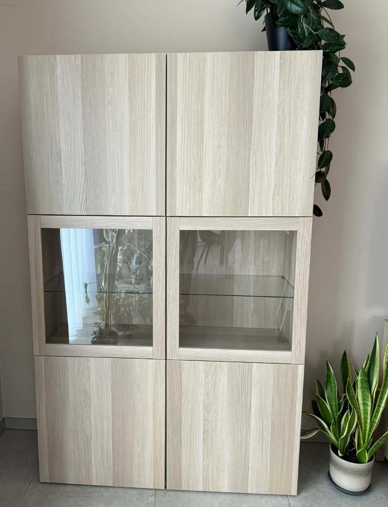 Set van 3 Ikea Besta kasten - met gratis transport, Ophalen, Met deur(en), Glas, Zo goed als nieuw