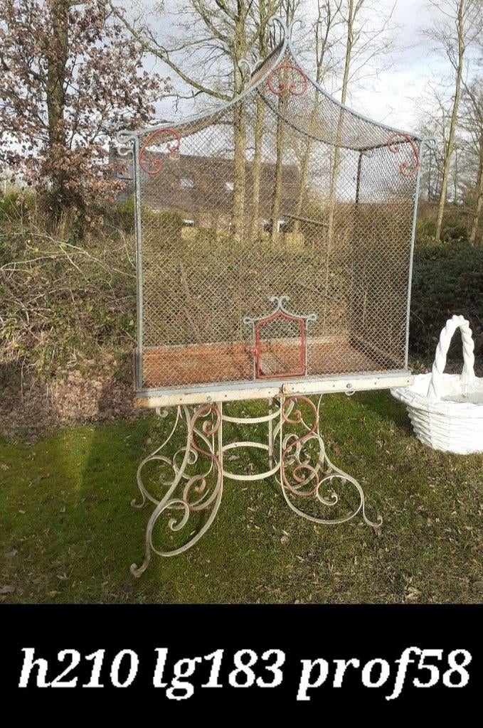 Oude grote volière vogelkooi 1900 smeedijzer, Antiek en Kunst, Ophalen