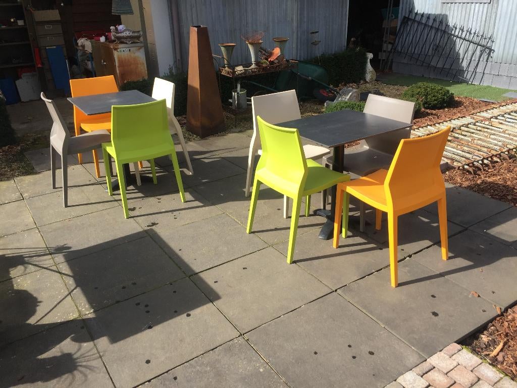 Italiaanse design tuinstoelen / terrasstoelen stapelstoelen, Ophalen, Gebruikt, Kunststof, Stapelbaar