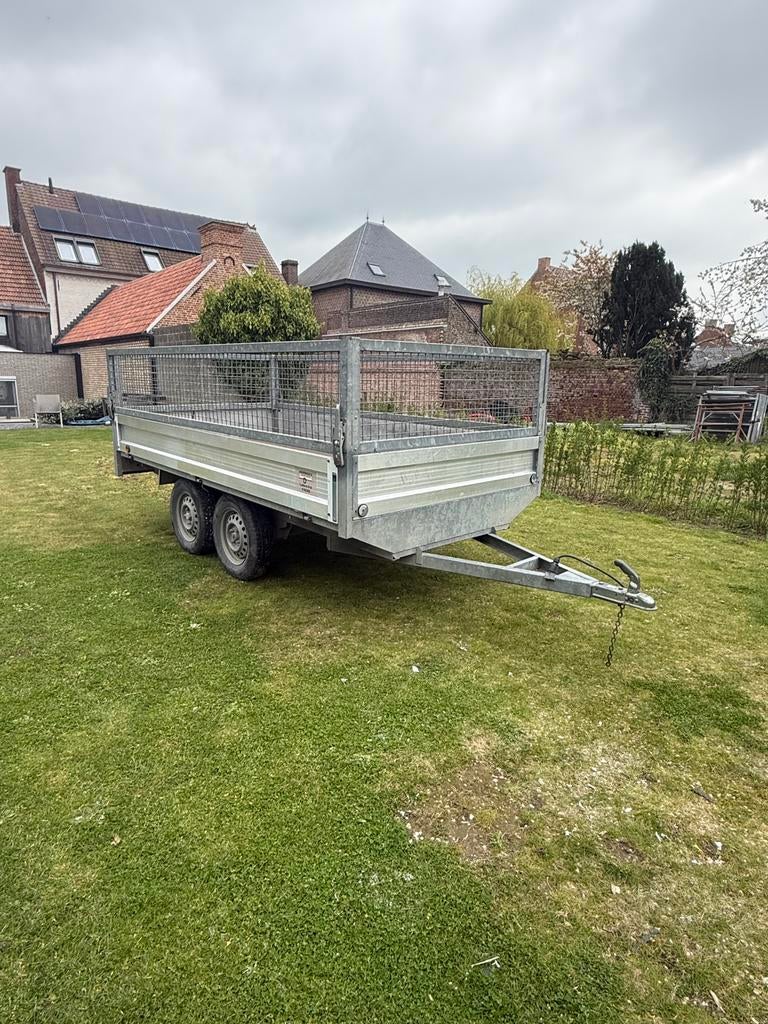 Remorque à double essieu avec filet 300x155, Enlèvement, Comme neuf
