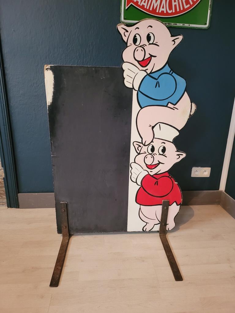 Grand ancien panneau d'affichage provenant d'une boucherie, Enlèvement