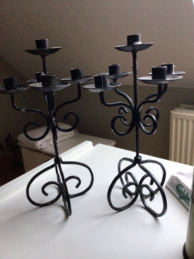 2. Smeedijzeren kandelaars, Antiek en Kunst, Ophalen