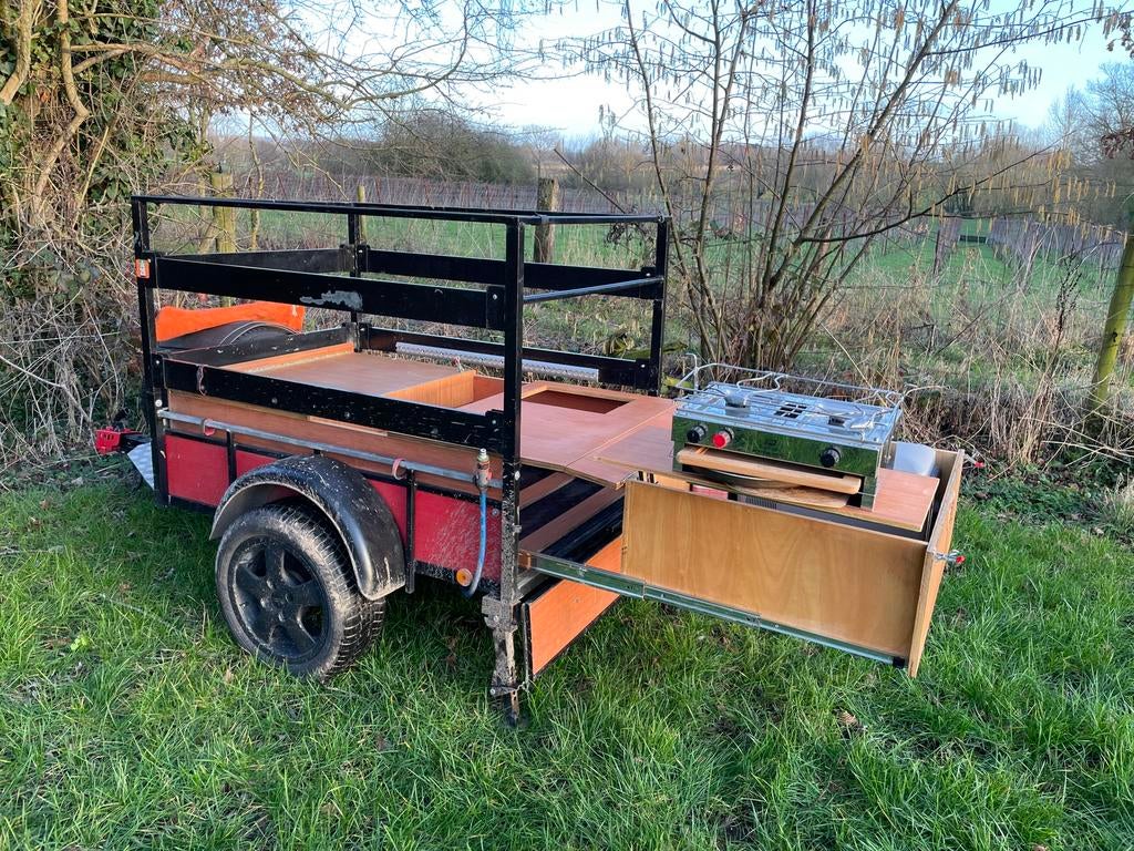 Trailer - Remorque avec boite en bois du camping, Auto diversen, Aanhangers en Bagagewagens, Ophalen of Verzenden, Gebruikt