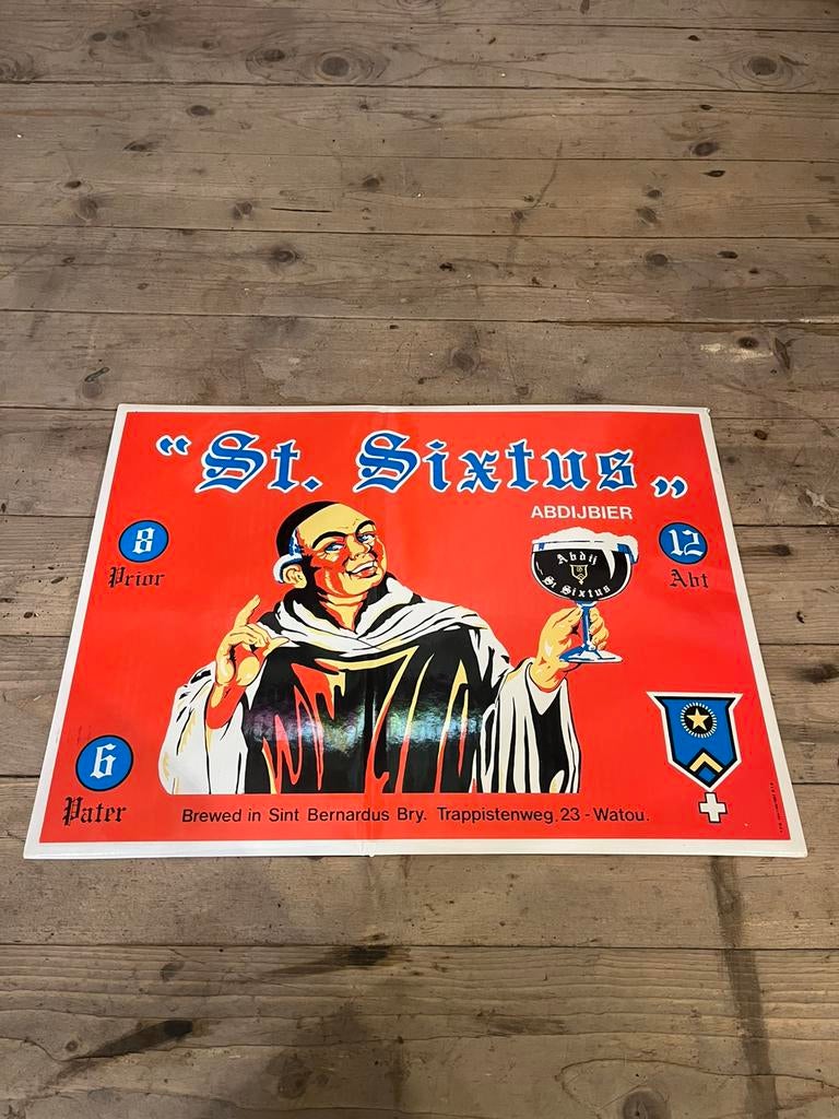 Ancien plv st sixtus, Collections, Marques de bière, Enlèvement ou Envoi, Utilisé, Panneau, Plaque ou Plaquette publicitaire, Autres marques