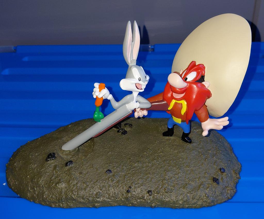 Diorama Looney Tunes Bugs Bunny et Sam le pirate, Collections, Envoi, Looney Tunes, Comme neuf, Statue ou Figurine
