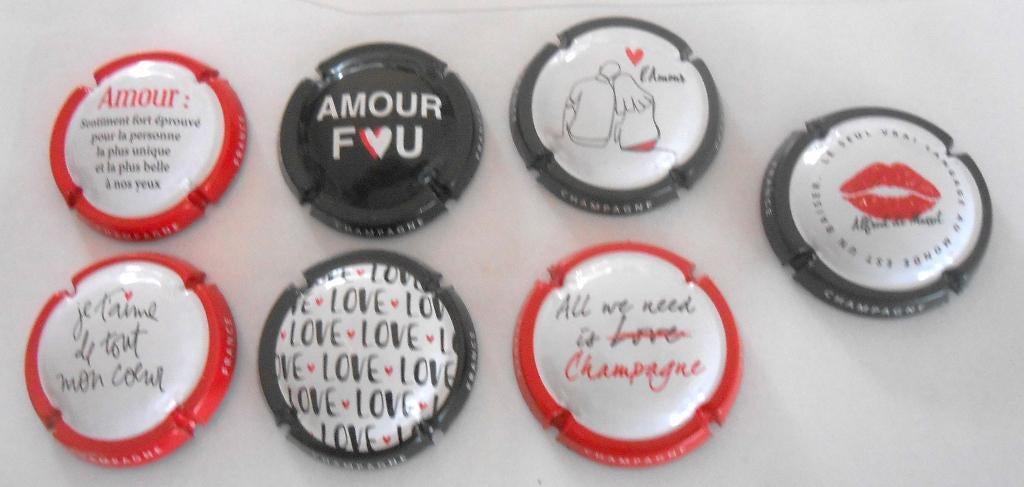 7 capsules de champagne - Amour - Love, Collections, Collections complètes & Collections, Enlèvement ou Envoi