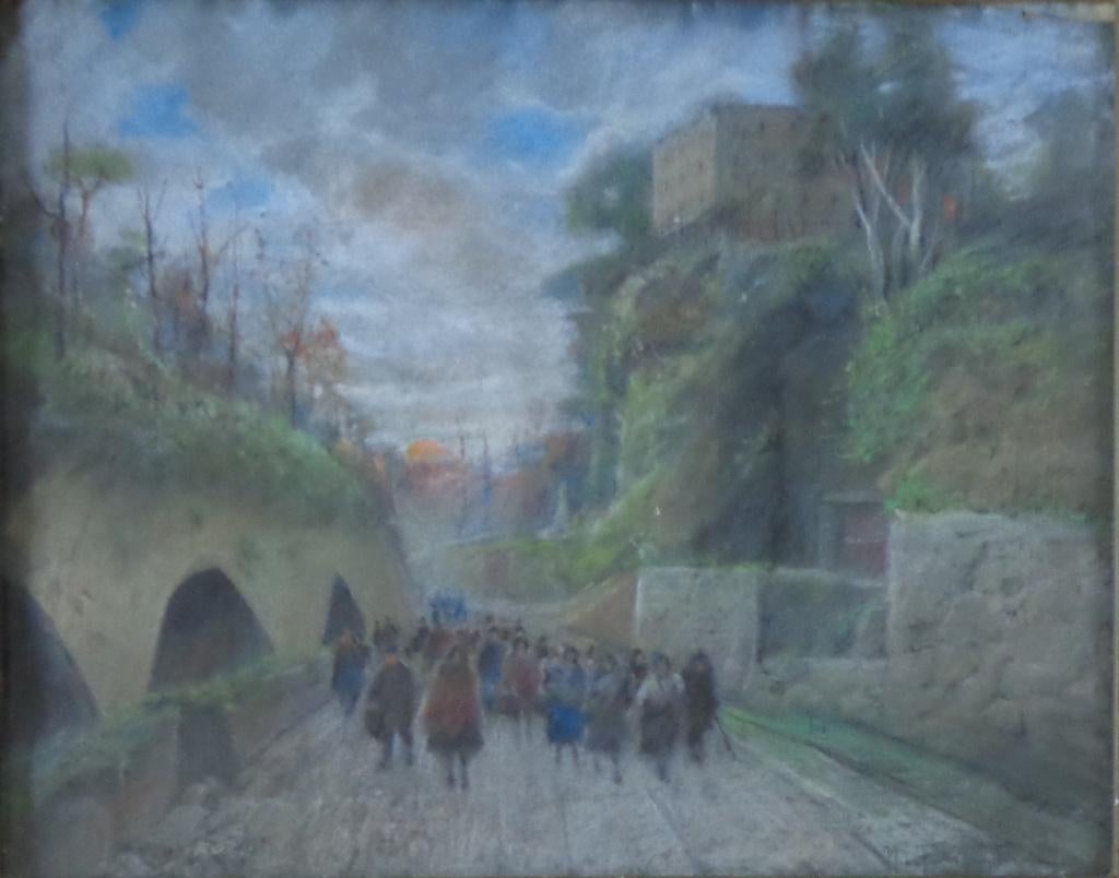 NICOLA FABBRICATORE / POSILLIPO / ORIGINEEL / 51x61cm KADER, Enlèvement ou Envoi