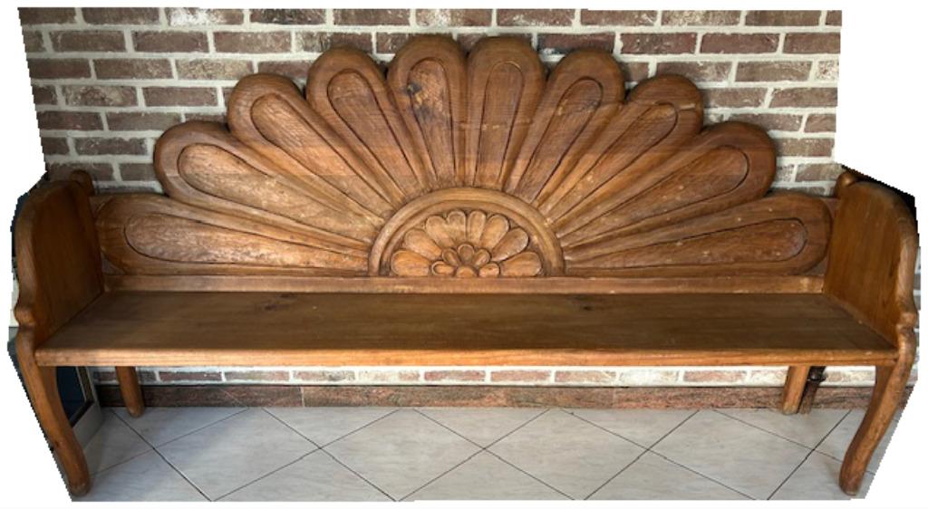 HOUTEN TUIN-ZITBANK (STATIONSBANK) LANDELIJK RUSTIEK, Tuin en Terras, Tuinbanken, Ophalen, Zo goed als nieuw, Hout