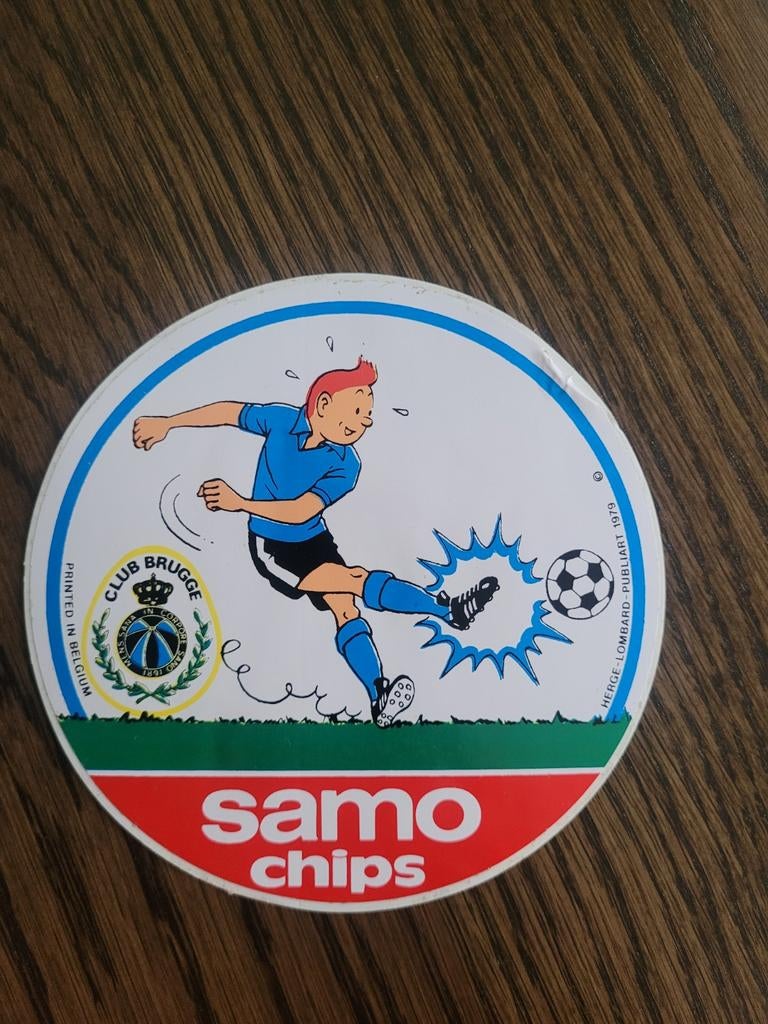 Oude sticker Samo Chips Kuifje 1979, Ophalen of Verzenden