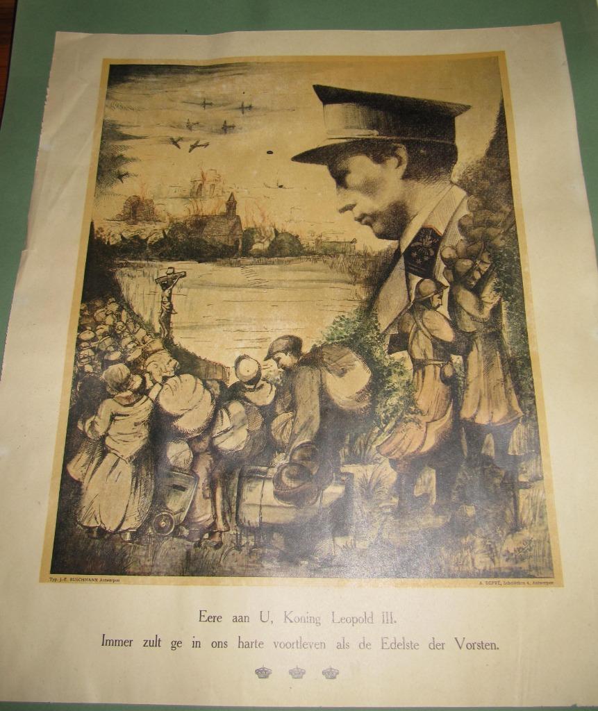 WOII - Leopold III prent, Verzamelen, Ophalen of Verzenden, Gebruikt, Kaart, Foto of Prent