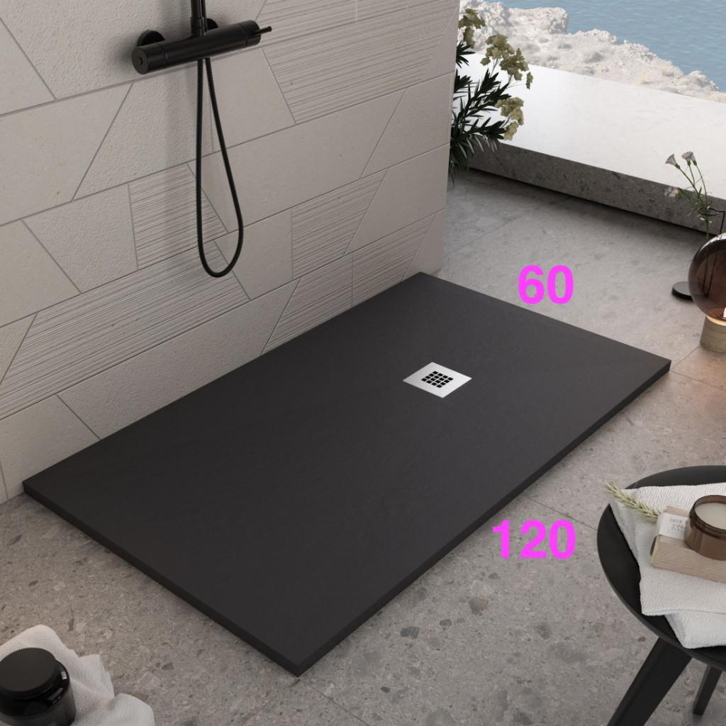 Plateau de douche noir PIATTO DOCCIA “PIETRA” (120x60cm), Bricolage & Construction, Sanitaire, Comme neuf, Douche, Pierre, Enlèvement