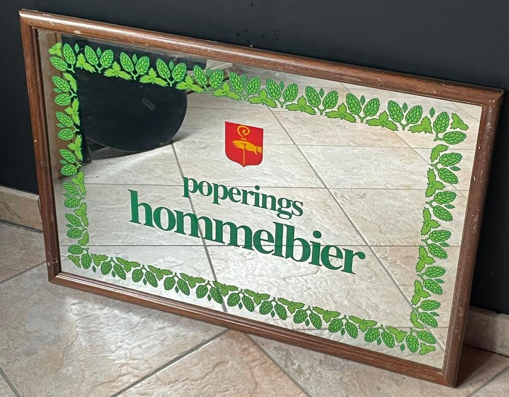 Vintage reclame spiegel poperings hommelbier mancave retro, Ophalen of Verzenden, Zo goed als nieuw