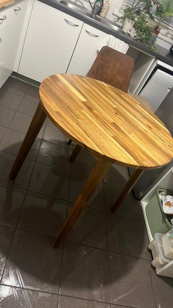 Houten tafel rond, Ophalen, Zo goed als nieuw, Rond, Hout