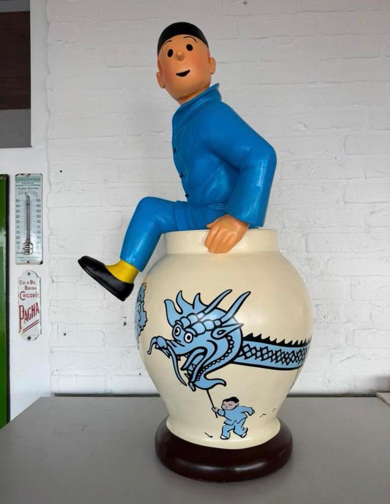 Kuifje in de Vaas beeld Blauwe Lotus, Verzamelen, Ophalen, Kuifje, Zo goed als nieuw, Beeldje of Figuurtje