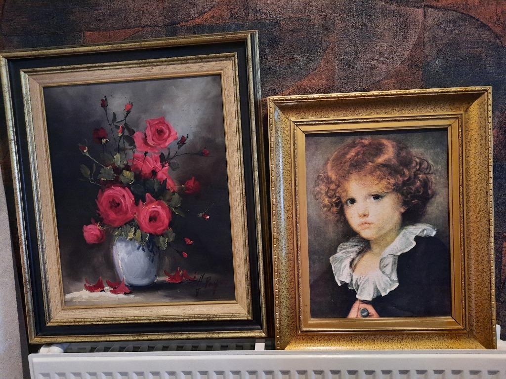 2 tableaux anciens avec de beaux cadres, Enlèvement, Utilisé, 50 à 75 cm, Peinture