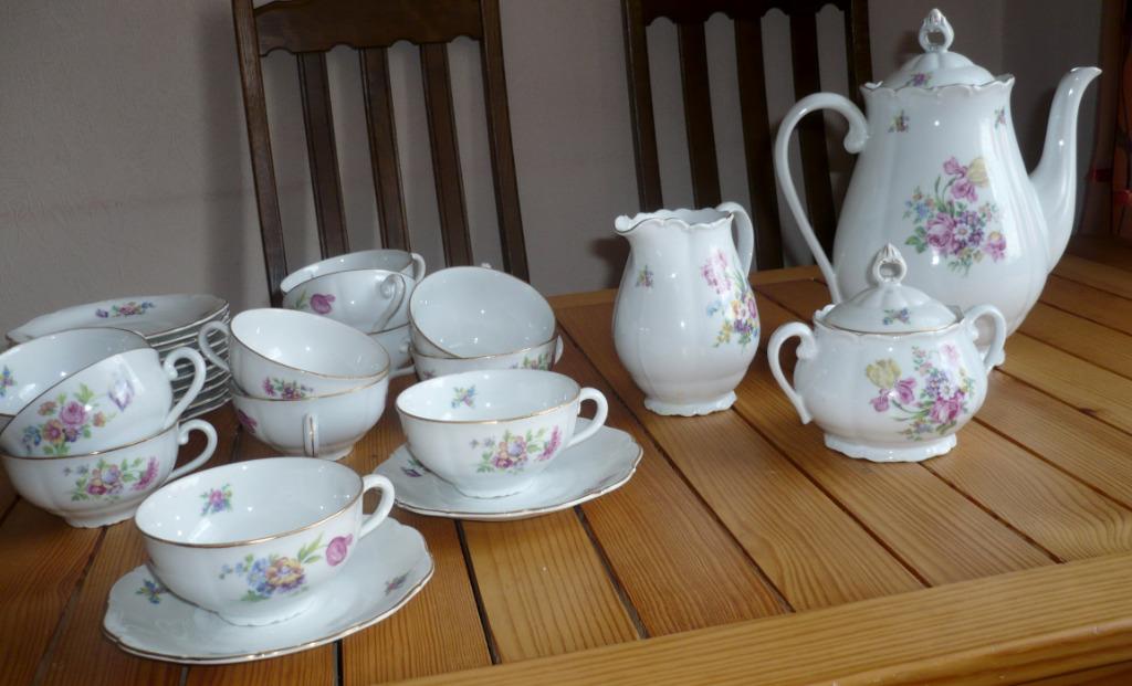 Service à café vintage fleuri porcelaine pour 12 personnes, Enlèvement