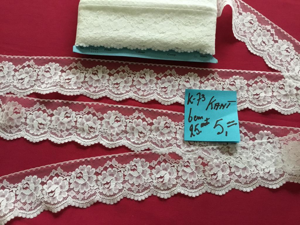 Kant wit 6 cm breed K-73, haspel van 25 meter voor 5,00, Hobby en Vrije tijd, Naaien en Fournituren, Ophalen of Verzenden, Nieuw