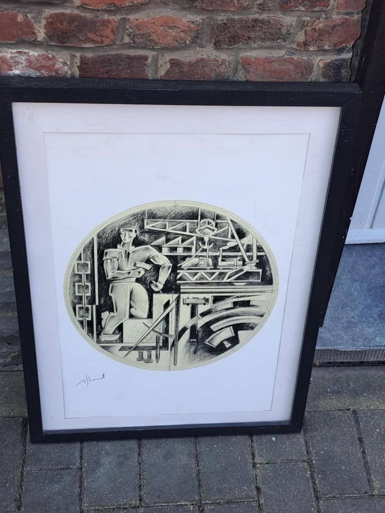 lithographie signe michel stievenart, Antiek en Kunst, Kunst | Litho's en Zeefdrukken, Ophalen of Verzenden