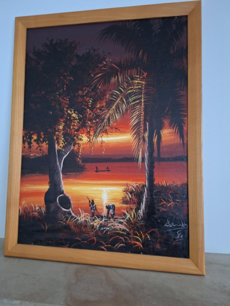 Schilderij Afrika, Antiquités & Art, Art | Peinture | Classique, Enlèvement