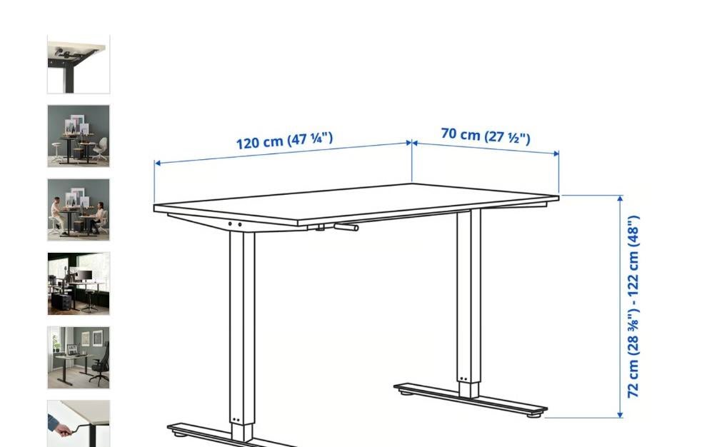 Bureau assis/debout, beige/anthracite 120 x 70, Maison & Meubles, Enlèvement, Comme neuf, Bureau
