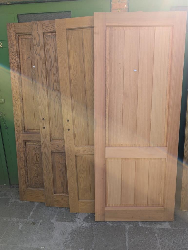 Binnendeuren Massief Eik incl. sloten, scharnieren en klinke, Doe-het-zelf en Bouw, Deuren en Vliegenramen, Binnendeur, Glas, Hout