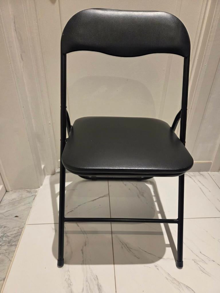 Praktische Zwarte Klapstoel - Metalen Frame - Als Nieuw, Ophalen of Verzenden, Zwart, Metaal