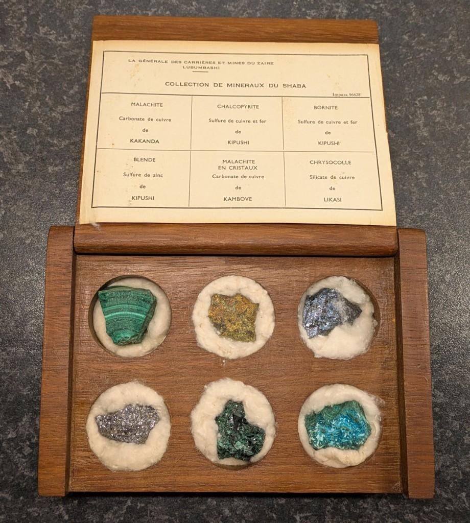 Zaire Gécamines Mineralen verzamelset (Shaba), Verzamelen, Mineralen en Fossielen, Ophalen of Verzenden