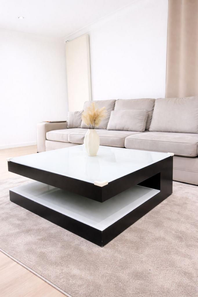 Prachtige Moderne Design Salontafel – Hoogglans & Glas, Huis en Inrichting, Ophalen, Zo goed als nieuw, Glas