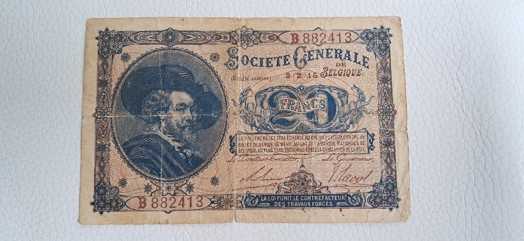 20 francs Société Générale 1915, Timbres & Monnaies, Billets de banque | Belgique, Enlèvement ou Envoi, Billets en vrac