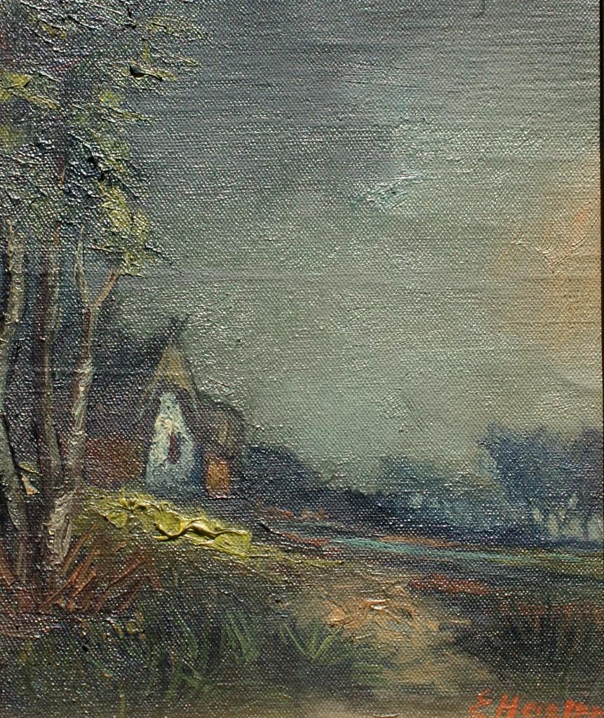 Edgar Heirman (1919-2004): Huisje op heide (32 x 38 cm), Enlèvement ou Envoi