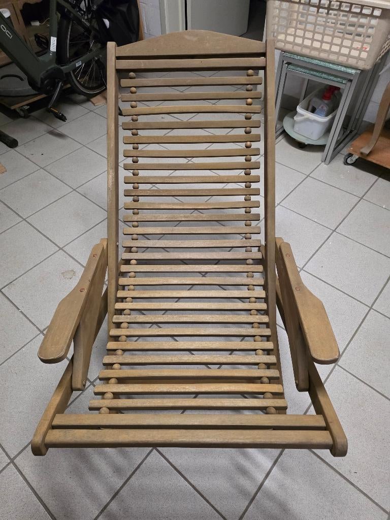 2 houten ligstoelen, Enlèvement, Comme neuf, Bois, Pliant