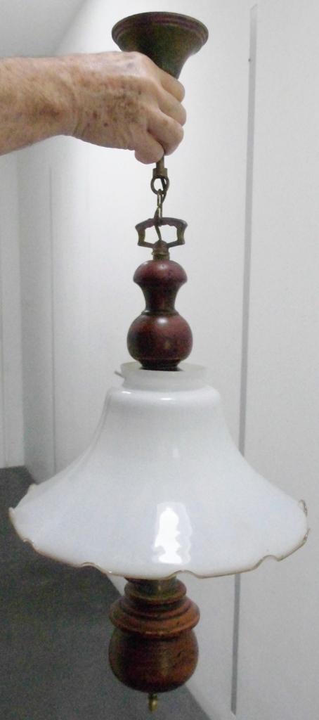 Beau lustre  QUINQUET à Suspendre, Enlèvement, Comme neuf, Verre, Ancien