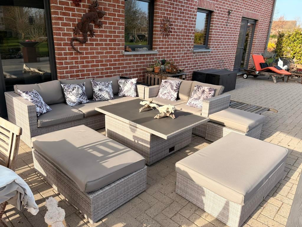 Lounge set 7 pieces avec coussins + magnifique table, Salons de jardin, Aluminium, Utilisé, Enlèvement