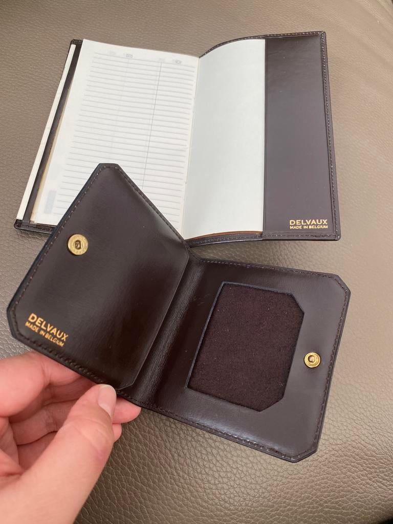 Porte monnai et carnet de notes Delvaux vintage marron, Enlèvement ou Envoi, Comme neuf