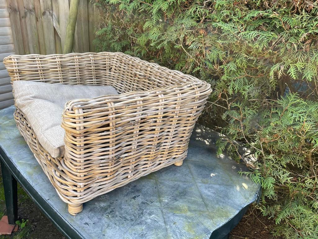 Mooie rieten honde- katte mand met kussen, Ophalen, Gebruikt