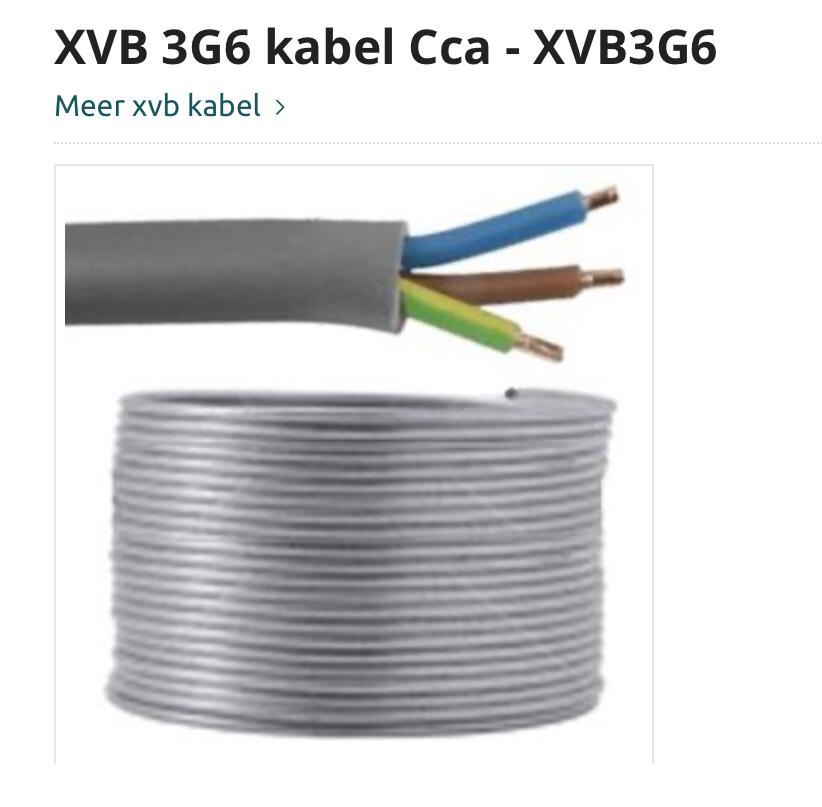 Kabel XVB 3G6. 50m of 40m, Doe-het-zelf en Bouw, Elektriciteit en Kabels, Ophalen, Nieuw, Kabel of Snoer