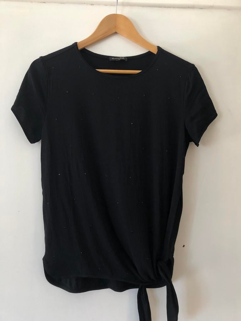 Zwarte top met steentjes Massimo Dutti maat M - viscose, Kleding | Dames, Maat 38/40 (M), Massimo Dutti, Zwart, Ophalen of Verzenden