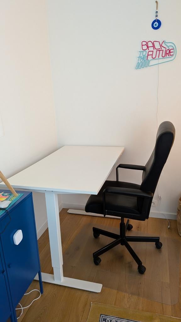 Sta-zit-bureau 120 x 70 cm, wit (TROTTEN), Huis en Inrichting, Bureaus, Ophalen, Wit, Zit-sta bureau